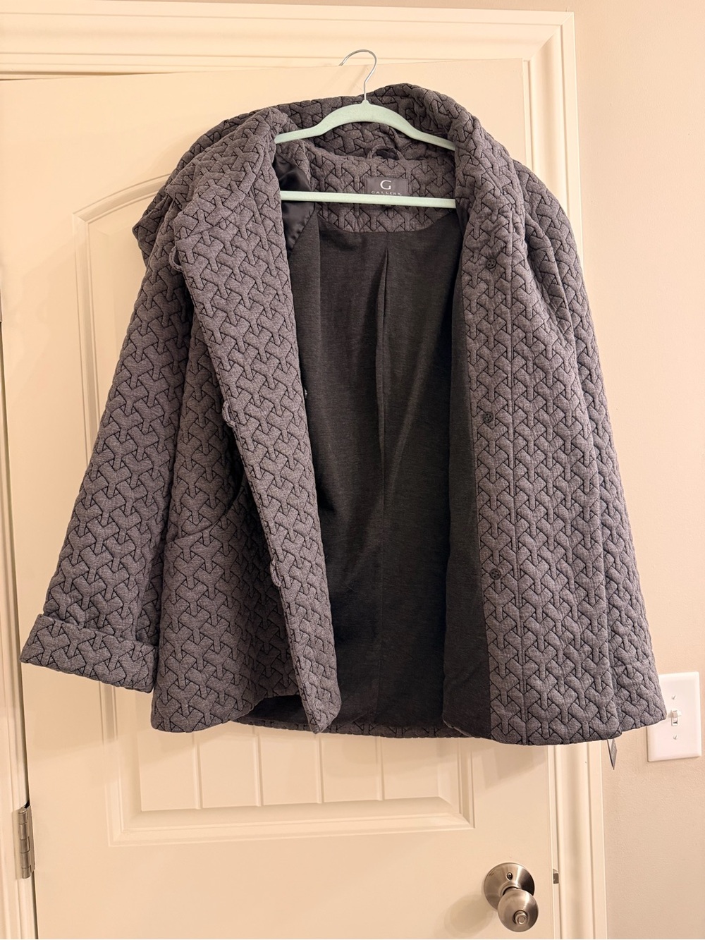 Gallery Quilted Hooded Cape in Charcoal Gray